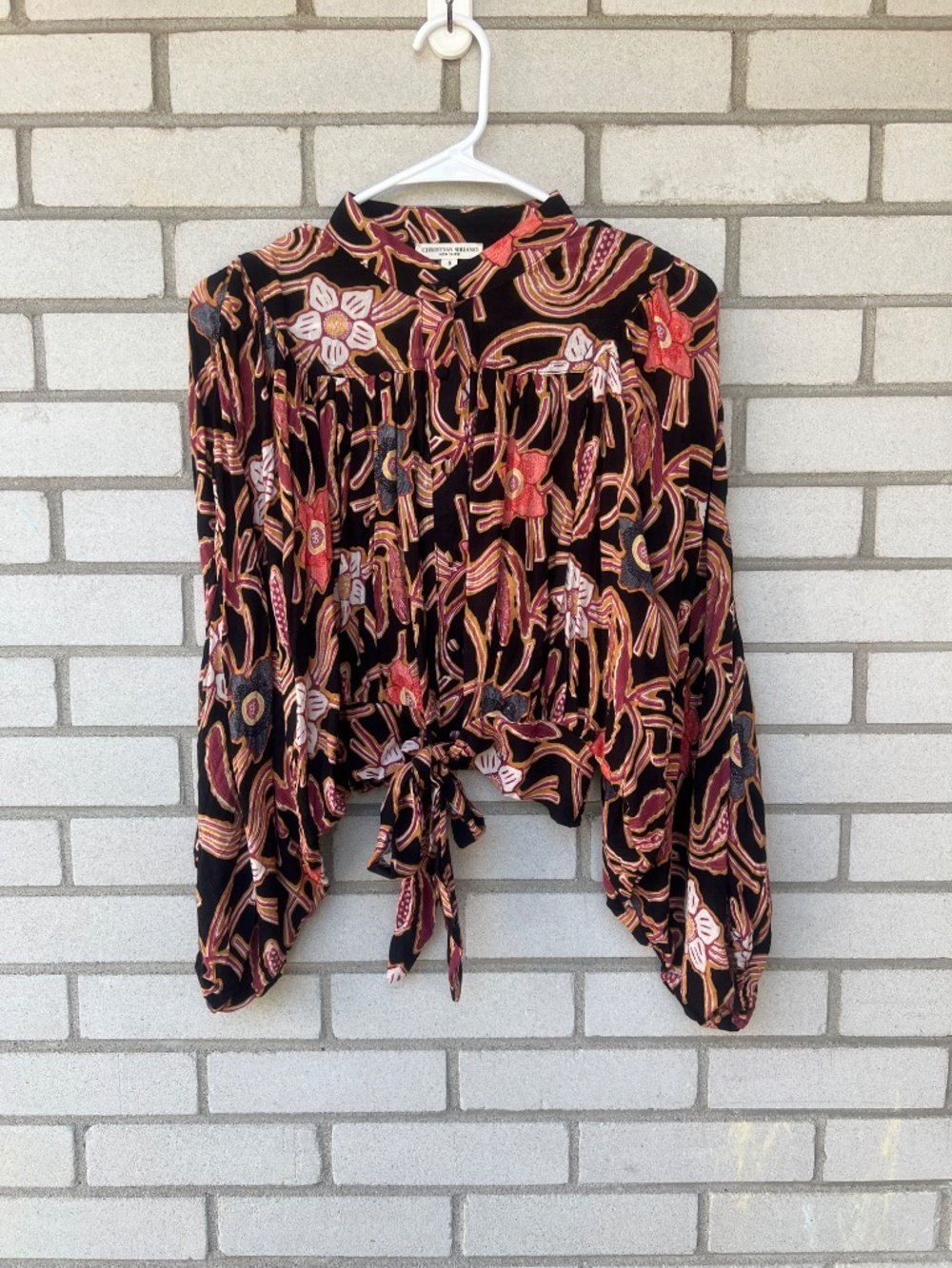 Christian Siriano Floral Boho Blouse Size Small Bohemian Festival Fall Autumn
